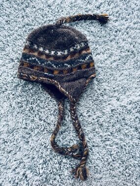 Mens Womens Unisex Everest Designs Brown Wool Knit Toboggan Hat Tassels OS